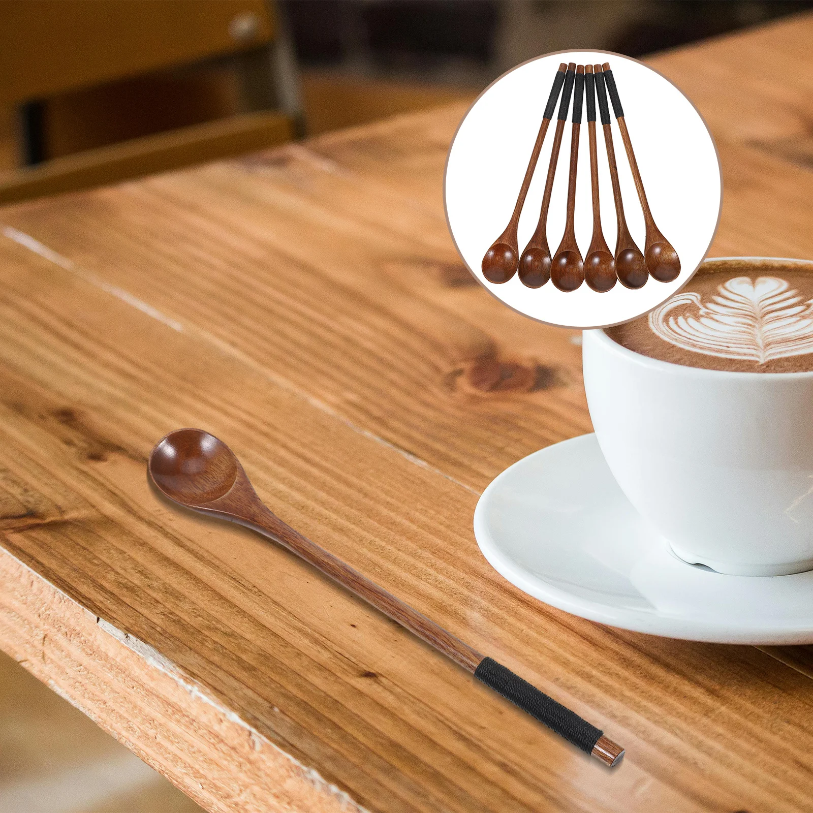 

Vintage Wooden Long Handle Coffee Spoon Elegant Design Stirring Tool for Coffee Tea Hot Chocolate Must Have