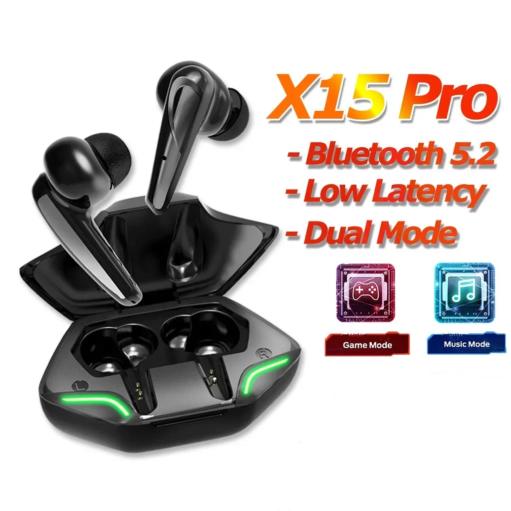 X15Pro TWS 무선 블루투스 이어폰, 스테레오 5.0 헤드셋, 스포츠 이어버드 마이크, 충전 박스 포함, 스마트폰용 헤드폰