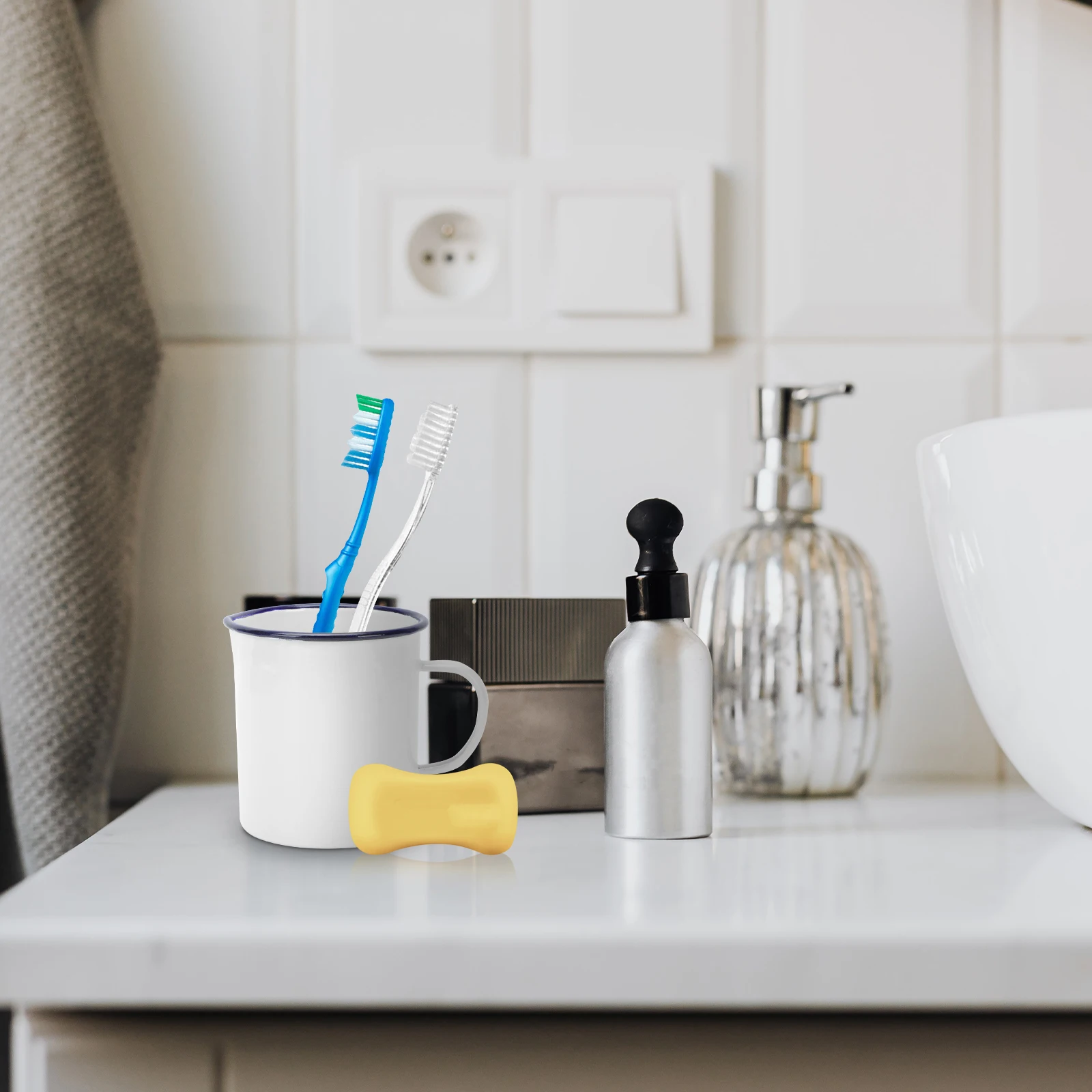 1pc Tazza smaltata vintage 500 ml Nero Bianco Retro Tazza da bere Accessorio da cucina Bilancia di misurazione Portabevande Grande