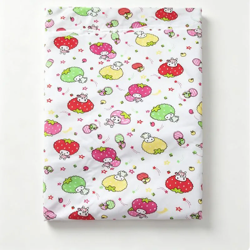 

Strawberry Cartoon Printed Cotton Fabric DIY Sewing Cloth for Dress Bedding Bag Curtain Home Decoration