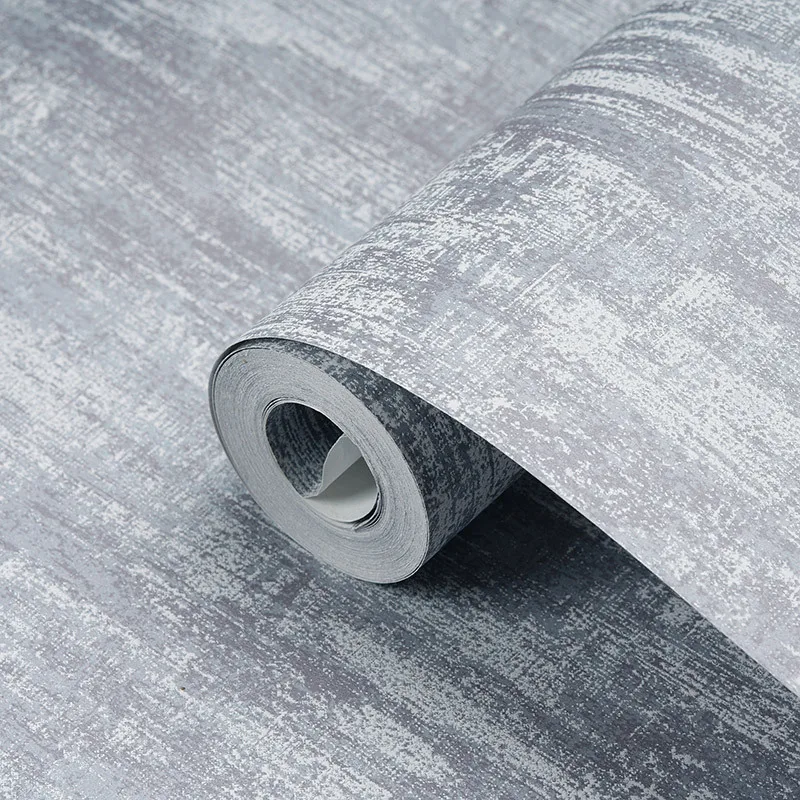 Retro Industrial Style Plain Grey Wallpaper Non-woven Fabric Mottled Wall Paper Roll for Living Room Bedroom Decoration