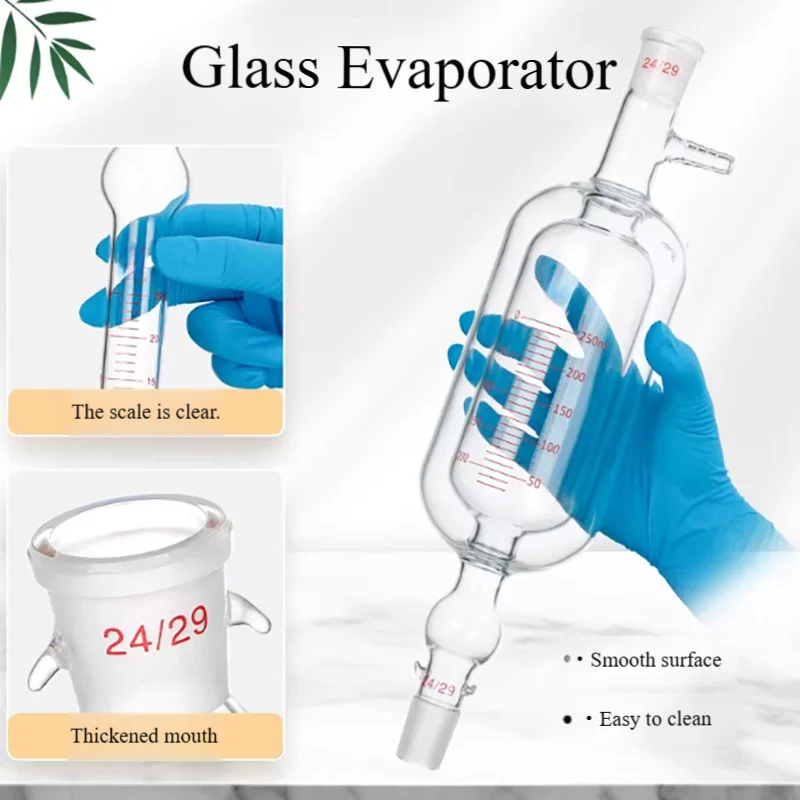 

Glass evaporator with scale double-layer jacketed vacuum evaporator high temperature resistant industrial use 250/500/1000ml