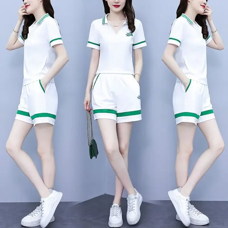 여성을 위한 순면 스포츠 및 캐주얼 수트, 새로운 여름 의류, 한국 스타일 트렌디 여성 패션 투피스 세트