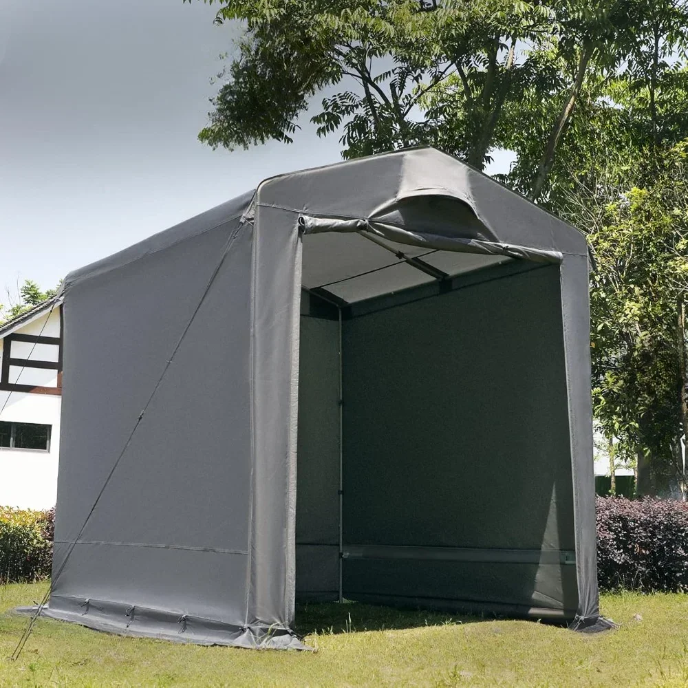 Carport, 7.4 x 6.2 outdoor storage tent with vents, carport canopy with waterproof cover, temporary shelter, grey carport