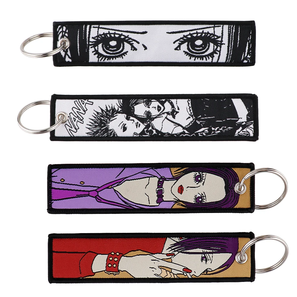 

Anime Embroidery Key Chain for Motorcycles and Cars Key Fobs Holder Girl Women Key Tag Key Ring Backpack Accessories