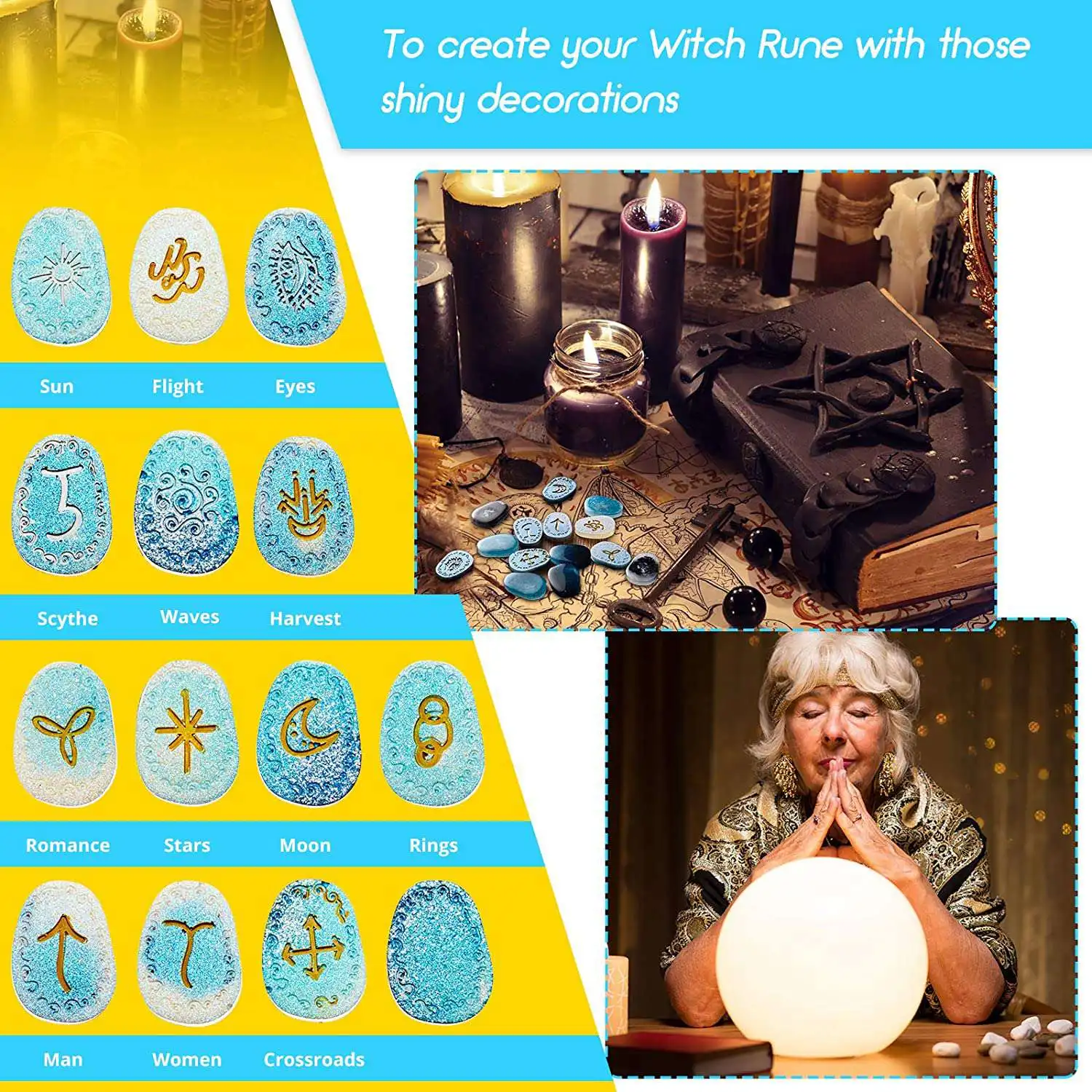 MALL Witch Rune Resin Mold Symbol Rune Letter Silicone Mold DIY Symbol Word Resin Mold Epoxy Casting Resin Charm Mold 1 Pcs