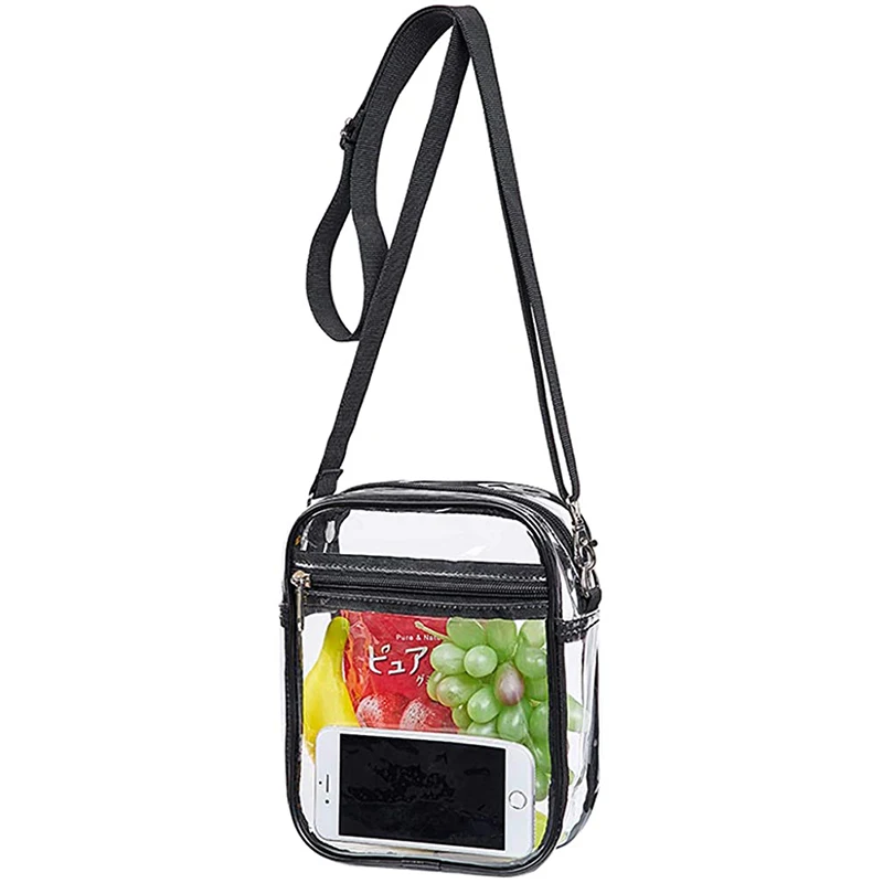 Clear Crossbody Bag PVC Transparent Unisex Small Shoulder Messenger Stadium Approved Clear Purse Bag for Concerts Sports Events