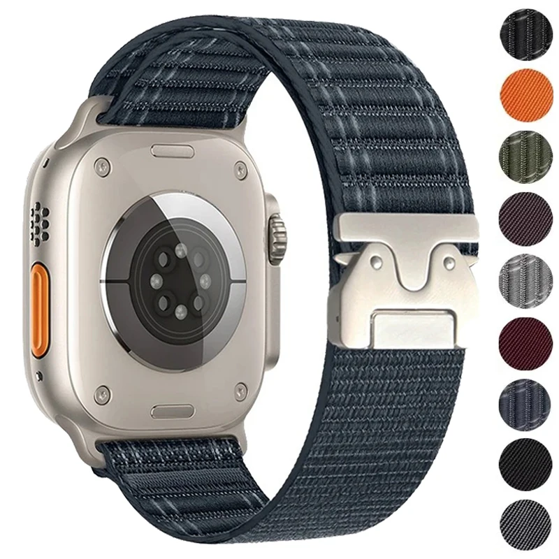 Nylon Strap For Apple Watch Band 46mm 45mm 42mm 44mm 40 41mm Parachute Bracelet IWatch Ultra 4/3/2 49mm Series 12 11 10 9 8 7 SE