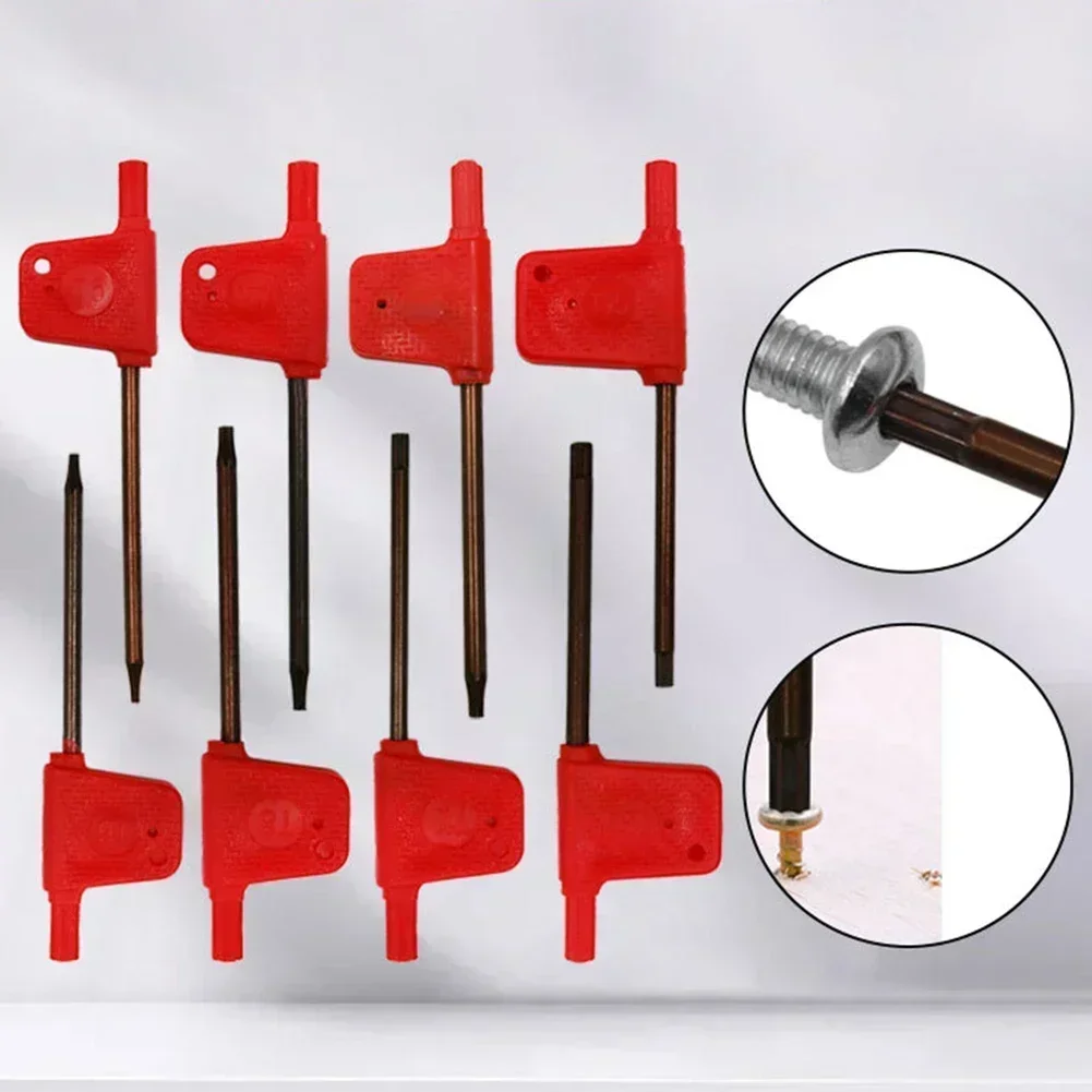 10pcs Red Flag Type Torx Screwdriver Wrench T5 T6 T7 T8 T15 T20 Torx Screw Wrench Spanner T Wrench Screwdriver Power Tool