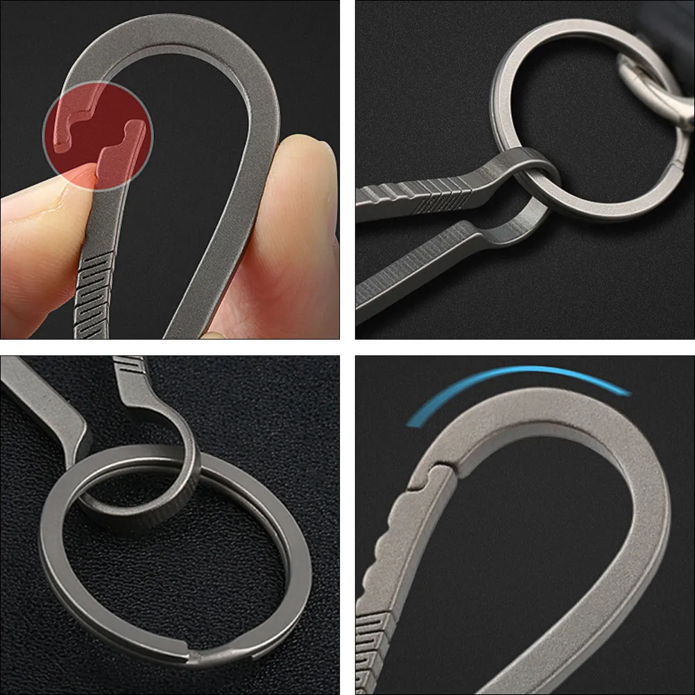 Titanium Alloy Carabiner Keychain for Men Tight Bayonet Structure Key Ring Lightweight Portable Key Holder Easy One Click