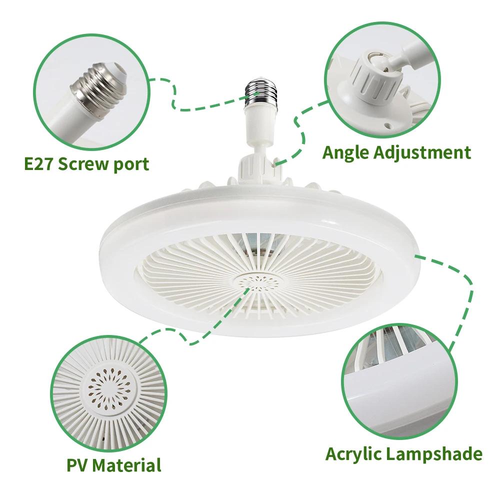 Ventilador de teto LED Rotation, Lâmpada para quarto, Ventiladores, E27