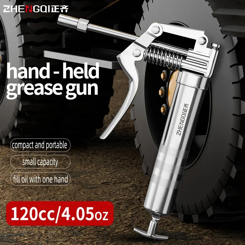 120cc Manual Grease Gun Car Mounted Fuel Dispenser with Oil Pipe High-Pressure Fuel Dispenser Car Maintenance Manual Tool