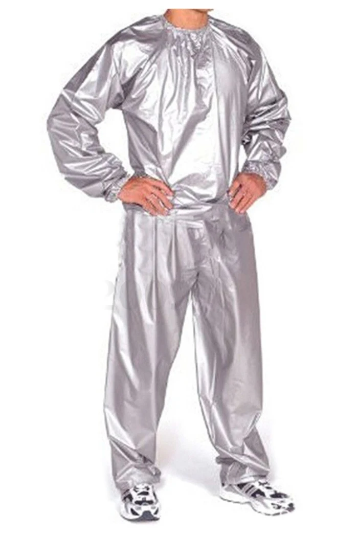 Heavy Duty Fitness Weight Loss Sweat Sauna Suit Exercise Gym Anti-Rip Silver