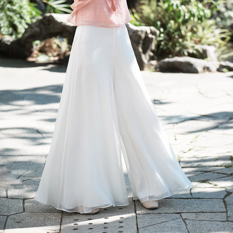 Loose Straight Leg Pants Skirt Summer Women's Fashionable Viscose Draped White Wide Leg Pants Skirt Elegant Chic Style