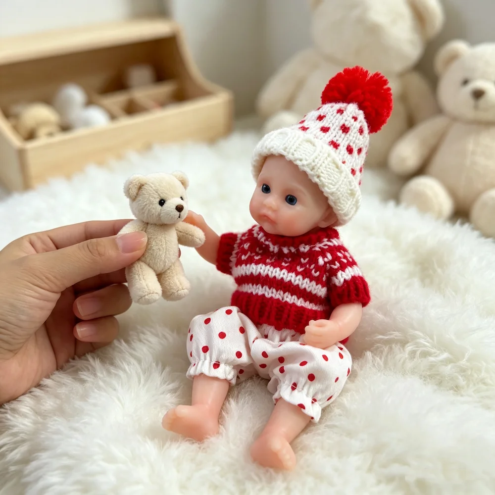 6 Inch All Silicone Reborn Doll Meadow Lifelike Soft Solid Silicone Washable Doll Stress-relieving Toys For Doll Collection