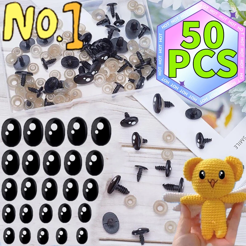 

10PC-50PCS Black Plastic Oval Safety Eyes For White Bear Doll Animal Puppet Crafts Children Kids DIY Toys Plush Doll Accessories