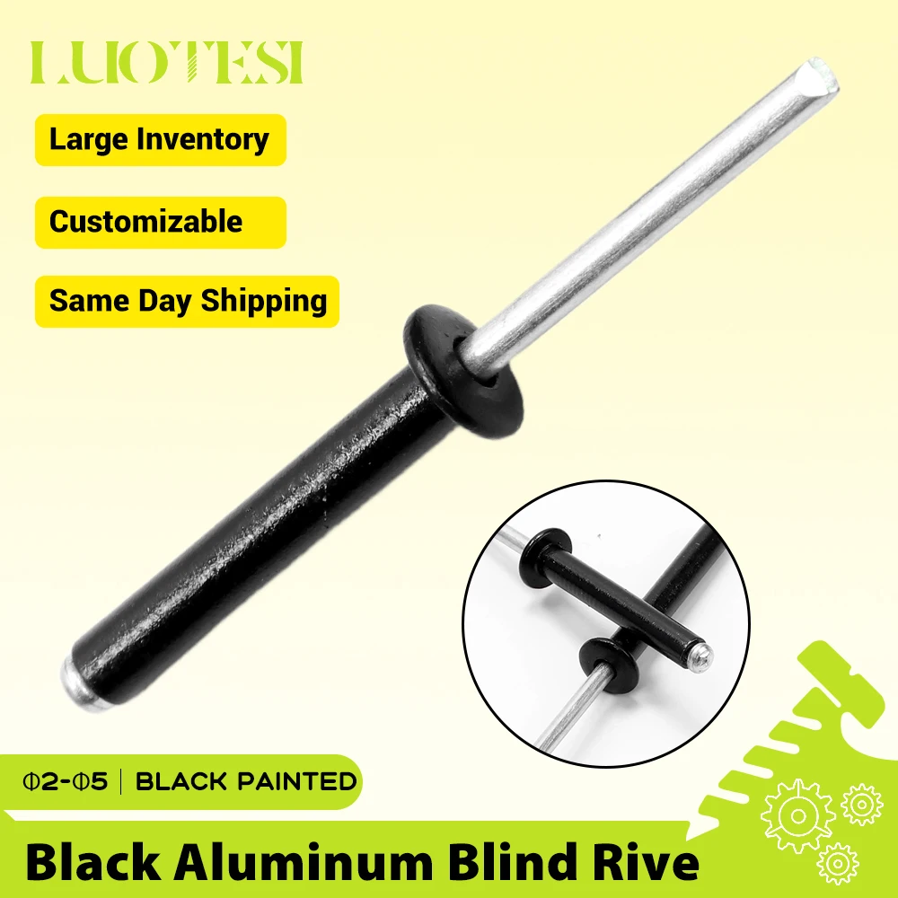 Black Aluminium Blind Rivets M2.4 M2.8 M3 M3.2 M4 M5 Alloy Mushroom Head Break Mandrel Mandrel Pop Blind Rivets for Furniture