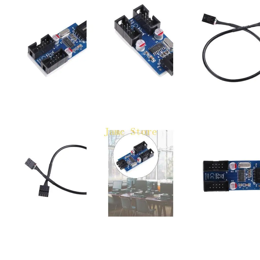 LX0B Motherboard USB 9Pin Header Splitter 1 to 2 Extension Cable Extender