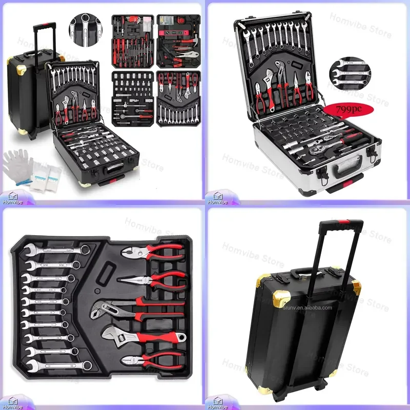 799 Home Combination Tool Set Premium Gift Set Essential Hand Tools for Home Repair DIY Furniture Assembly and Maintenance