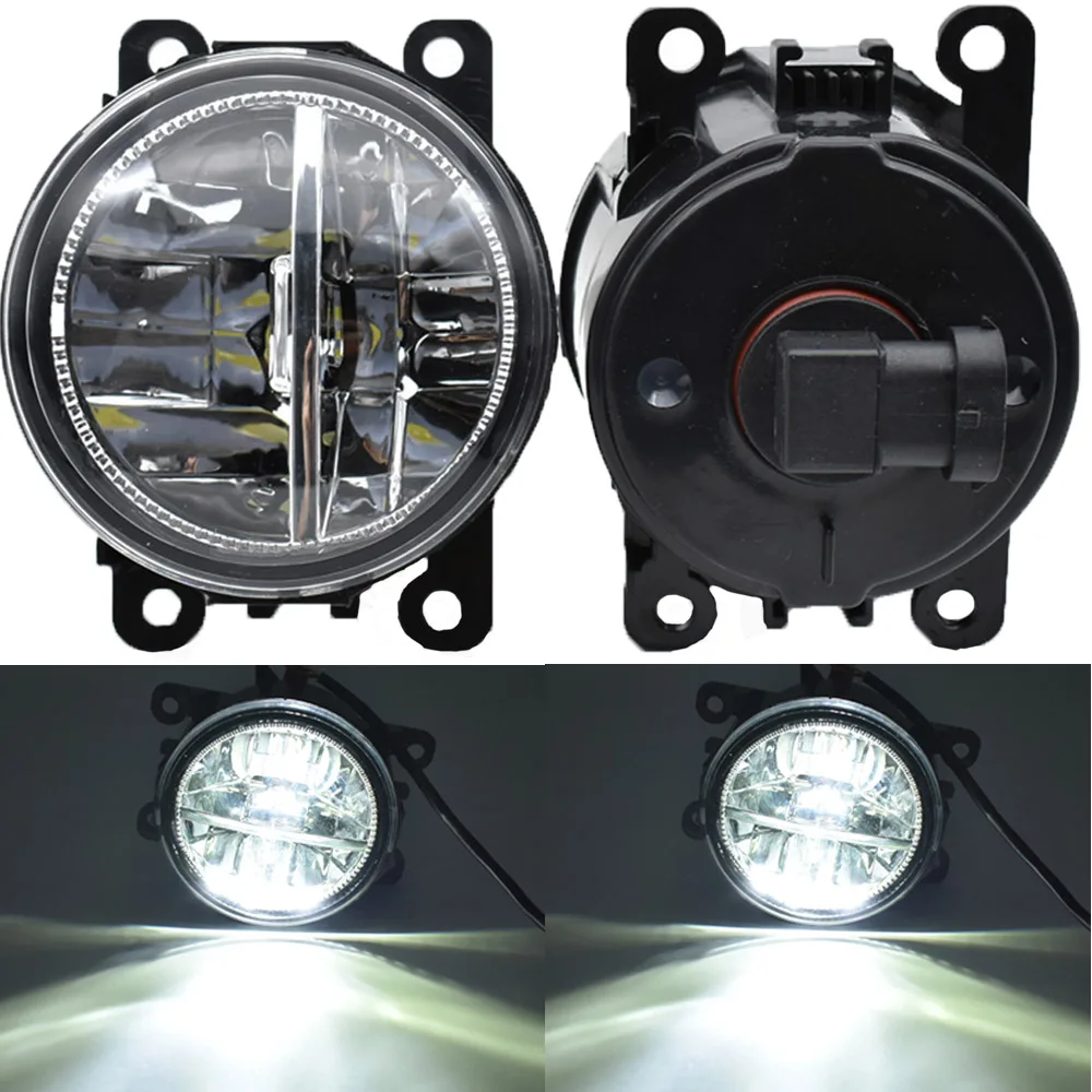 1Pair LED Front Fog Lights For Ford Fiesta MK7 2010 Car Styling Round Bumper DRL Daytime Running Driving Fog Lamps