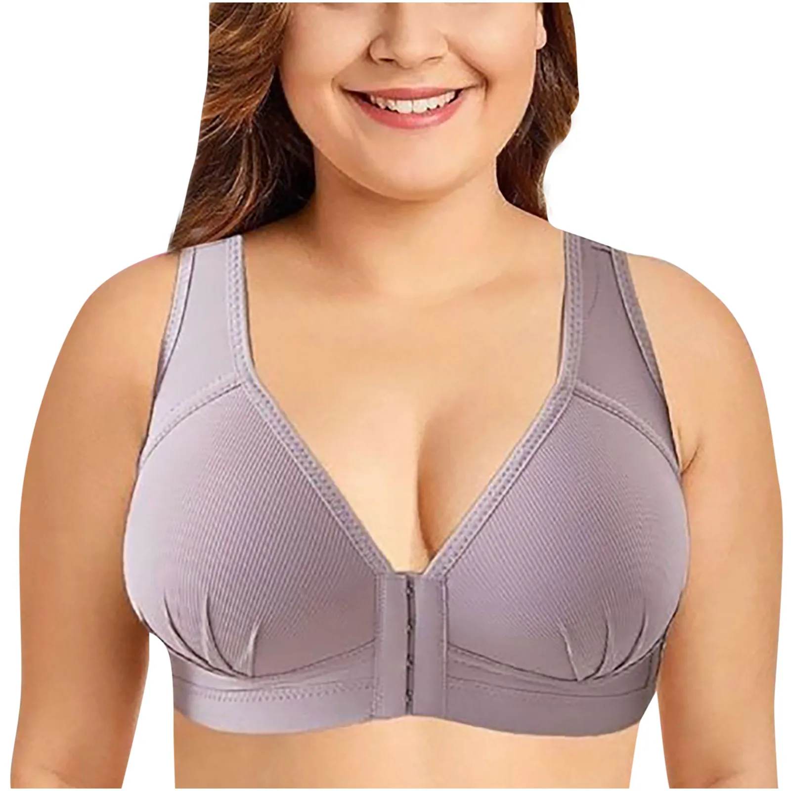 Plus Size Sexy Push Up Bra Front Closure Solid Color Brassiere Wireless Bralette Breast Seamless Bras for Women