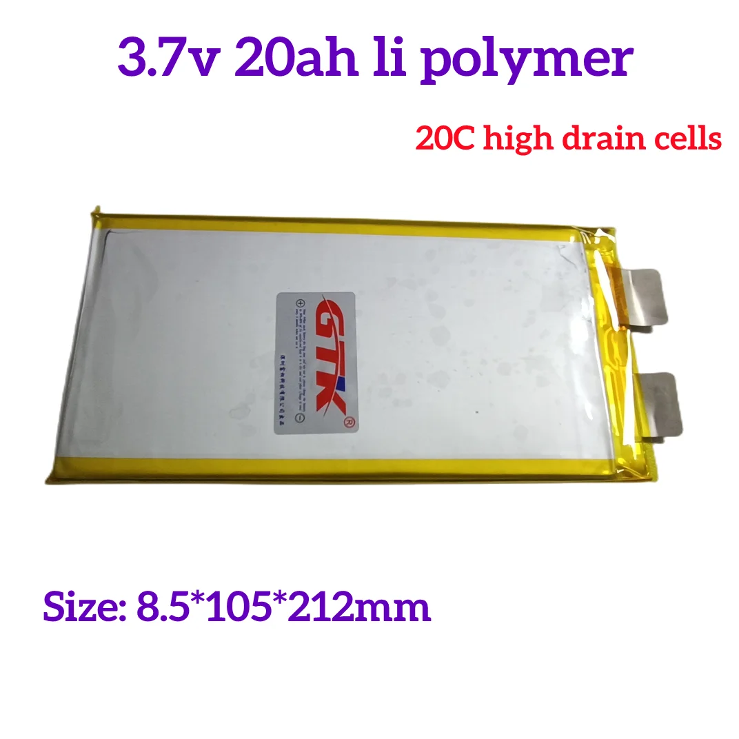 GTK 20Ah 3.7V Lithium Ion Cell 20C High drain cells li Polymer Battery Pack for 24V 36V UPS Power Convertor Solar Light