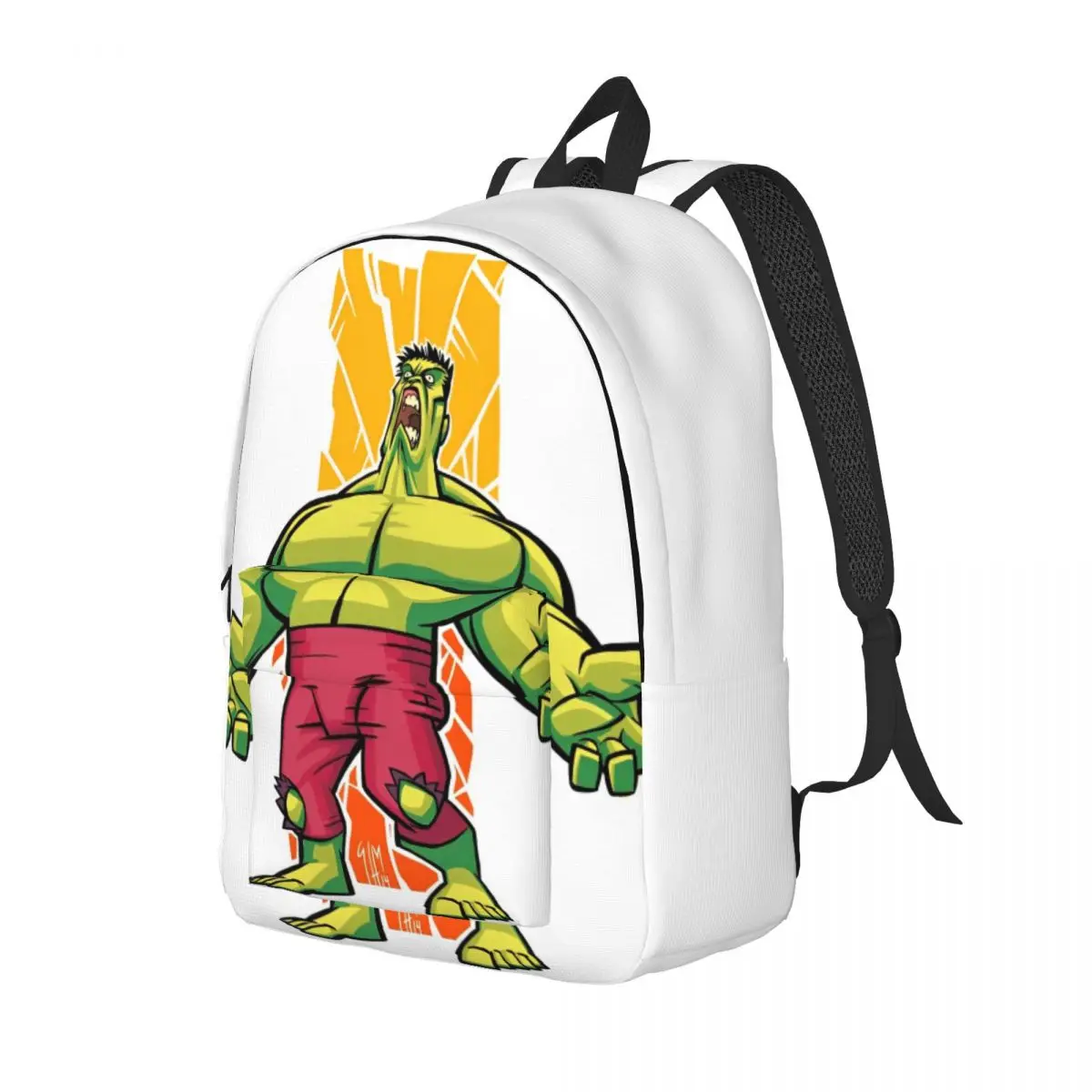 Hulk tas punggung kasual lucu kartun Daypack kerja sekolah menengah luar ruangan untuk pria wanita tas kanvas Laptop