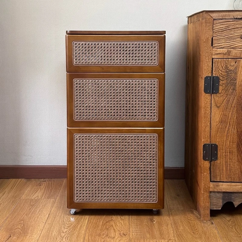 

Solid Wood Storage Basket with Lid Woven Rattan Organizer for Clothes/Toys Stackable Sundries Basket Mobile Home Laundry Hamper