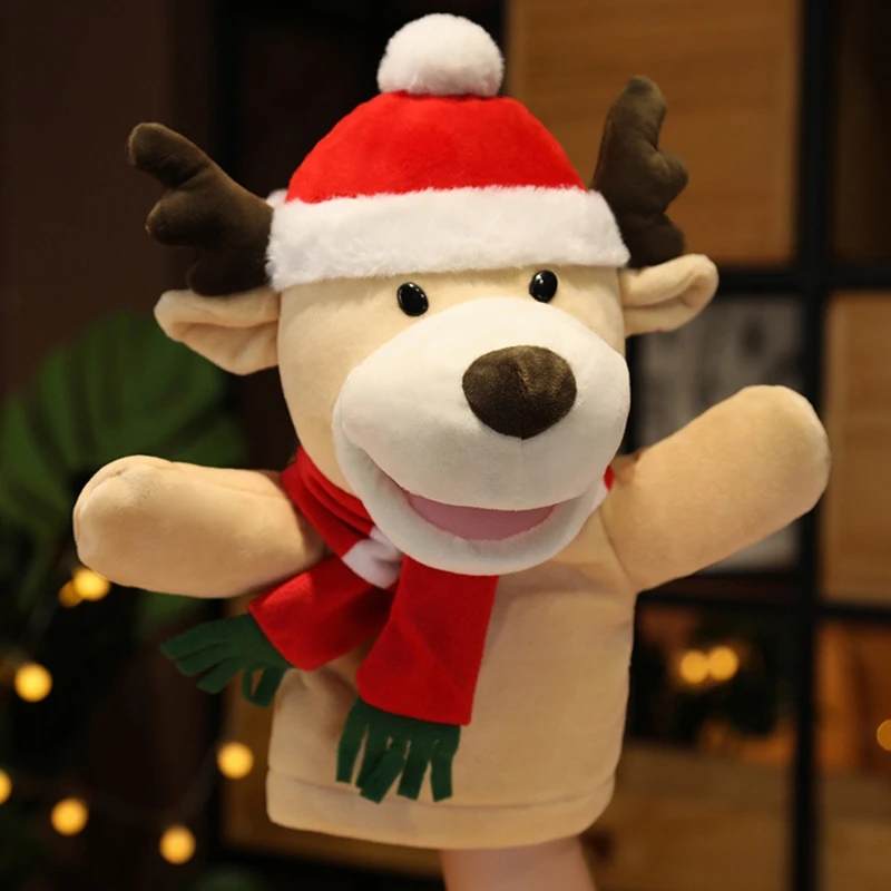 Elk Snowman Plush Puppets Santa Hand Puppet for Imaginative Pretend for Play Storytelling Christmas Party