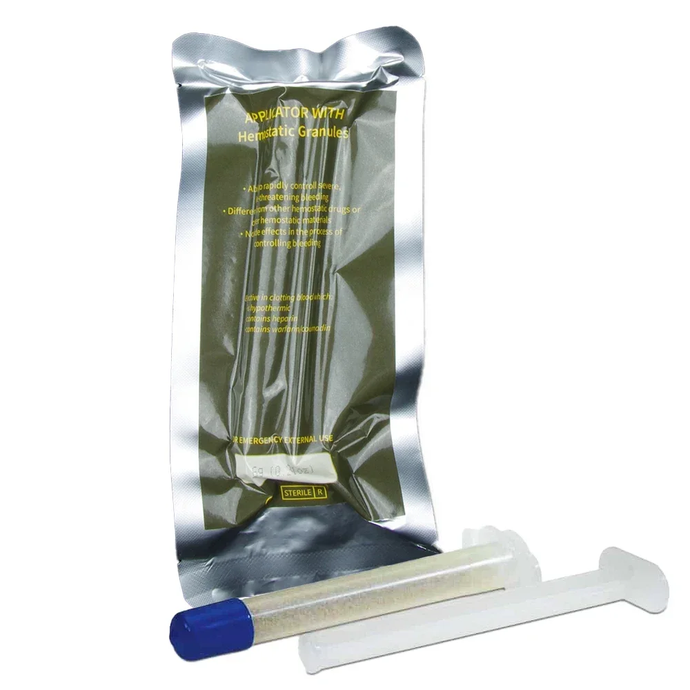 Aplicador de polvo de quitosano 6g con vendaje de gránulo hemostático rápido, cuidado médico para emergencia táctica, uso externo, Kit de supervivencia