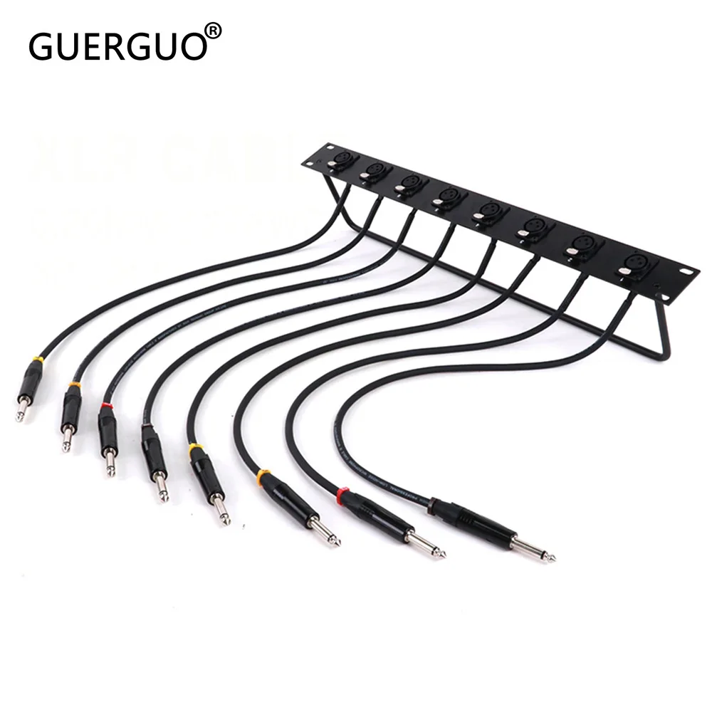 

Rack Patch Panel 8-Way 1U,3Pin XLR Female Panel Mount Socket to 6.35mm 1/4 Inch TS Jack Pass Through Audio Extension Cable