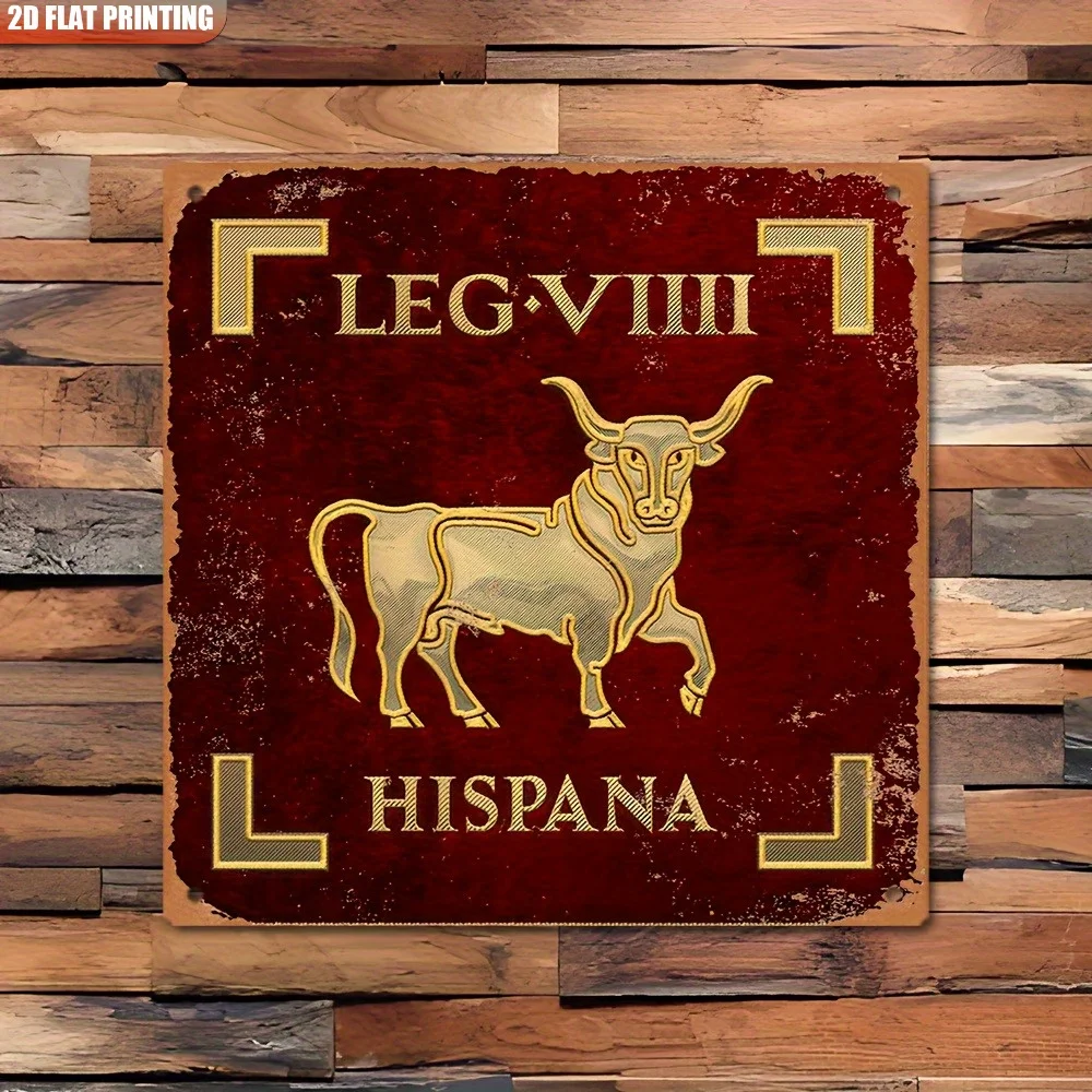 Vintage Römische Legion Metall-Wandschild 8x8 Zoll Spanische 9. Legion Blechschild Retro-Dekoration für Männerhöhle, Hausbar, Café, Büro, Geschäft