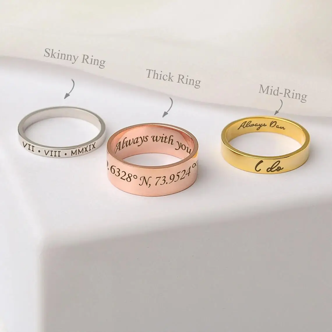 Customized 3D Carved Ring Name Personalized Stacked Titanium Steel Ring Neutral Commitment Eternal Anniversary Jewelry Gift