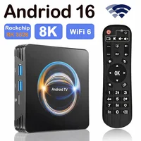 Android 16,0 Smart Tv Box 8K HD Streaming IPTV reproductor multimedia HDMI Bluetooth WiFi Dual 2,4G y 5G decodificador compatible con YouTube Netflix