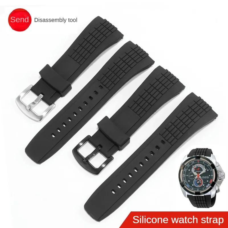 

Silicone Watch Band Substitute VELATURA Series SRH006/SPC007 Black Rubber Watch Band Men's 26mm