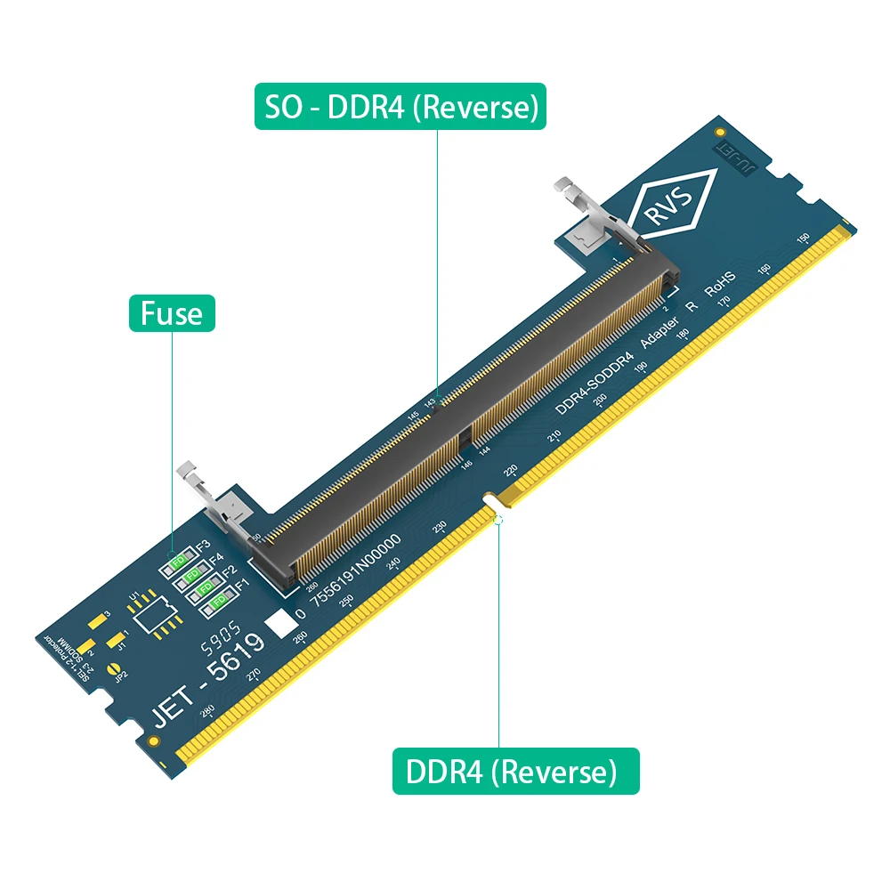 Laptop SO DDR4 RAM to Desktop DDR4 Adapter Card Memory Tester SO DIMM 4 to DDR4 Converter Compliant with JEDEC Specifications