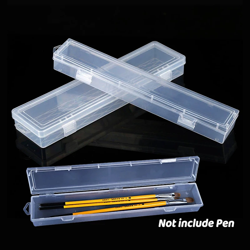 1Pc Transparent Makeup Brush Storage Box Sturdy Plastic Stationery Organizer Watercolor Pen Container Drawing Tools Bin