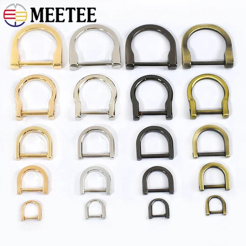 5Pcs 10-25mm Metal D Ring Buckle Detachable Screw Clasp Bag Side Buckles for Handbag Strap Hanger Hook DIY Hardware Accessories