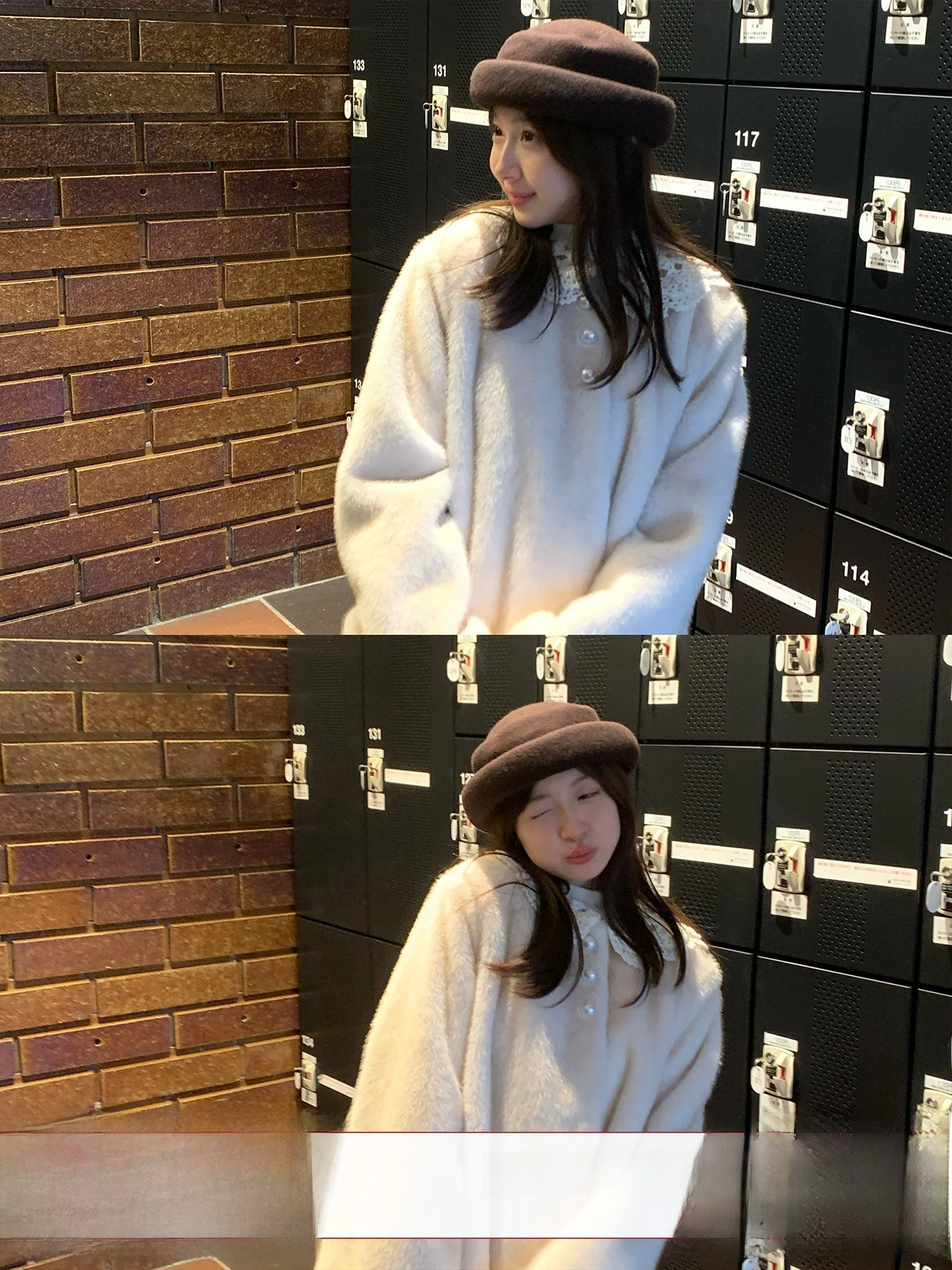 

Экологичное пальто из искусственного меха с кружевным воротником на крючках, женское, свободного кроя, с длинными рукавами, средней длины, повседневное, коллекция Holid Map "Melted Snow Sweet Kiss"