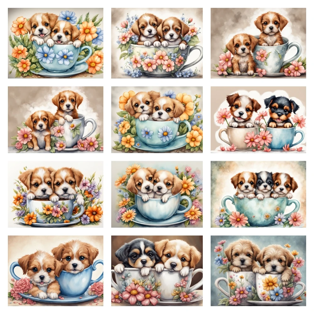 Cup Dog Diamond Painting New 2024 Cartoon 5D DIY Diamond Embroidery Animal Cute Mosaic Full Square/Round Home Decoration Gifts