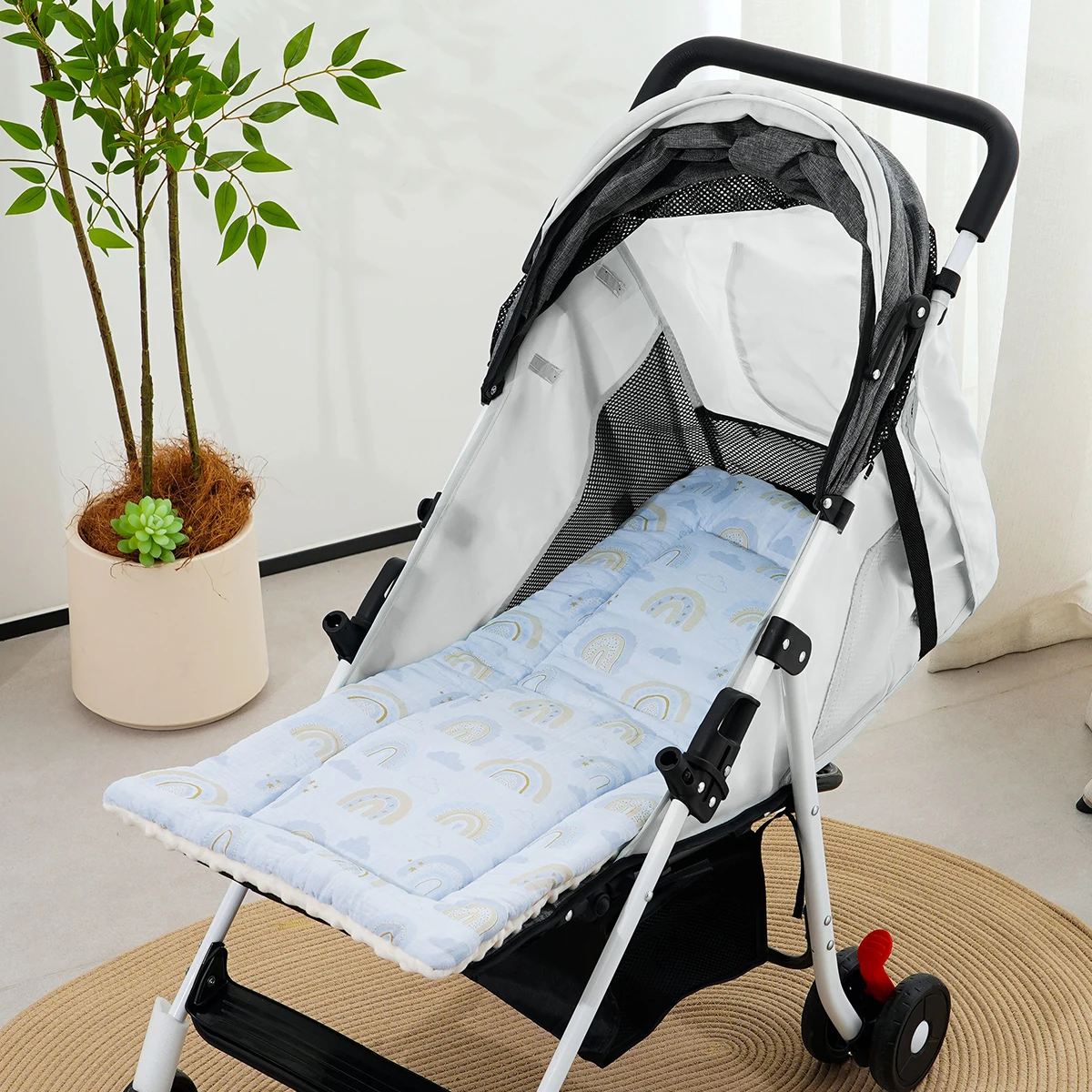 

Baby Stroller Seat Cushion Bean Fluff Cotton Seat Pad for All Seasons Thick Shock Absorption Pushchair Mat Stroller Accessories