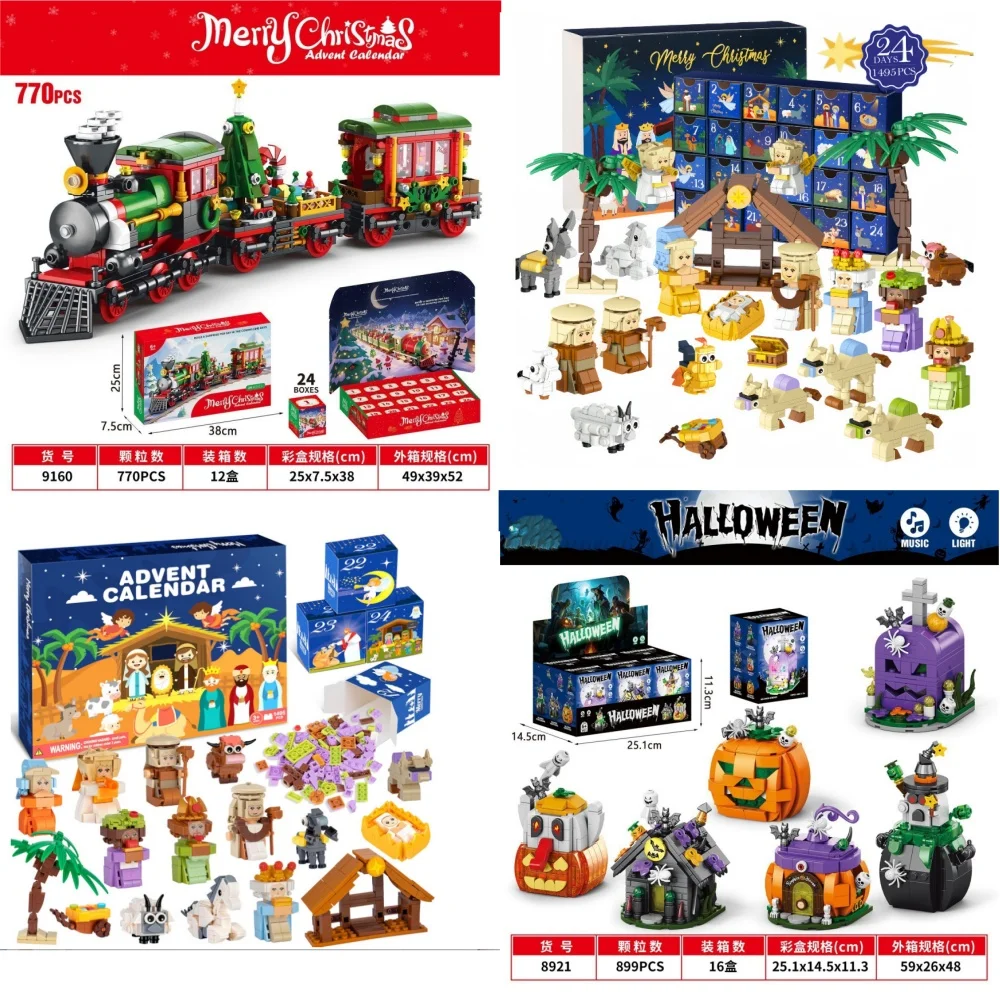 

Christmas Advent Calendar Building Blocks Box DIY Christian Train Tree Bricks for Kid Christmas Gift 24Days Advent Calendar Box