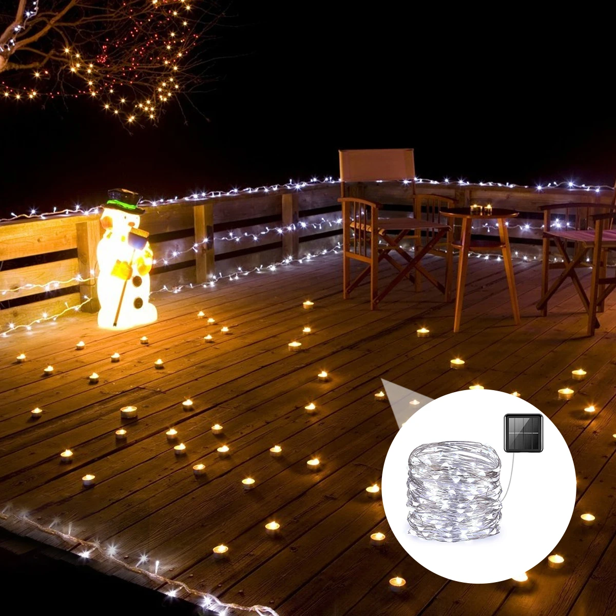 LED Light String Solar Hanging Lights Outdoor Christmas Things Decor Decorative Garden Powered