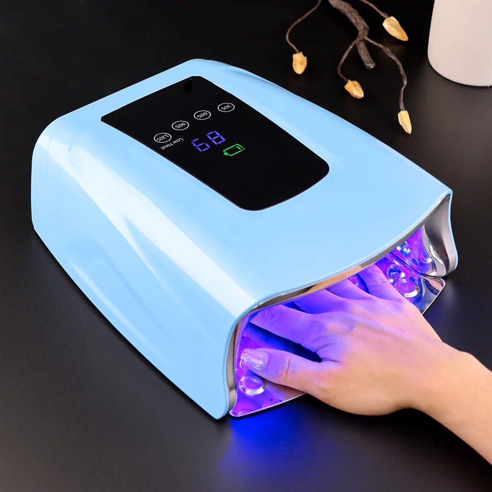 86W Cordless UV LED Nail Lamp Rechargeable Lithium Battery Nail Dryer For Curing Gel High Power 365nm 405nm LEDs