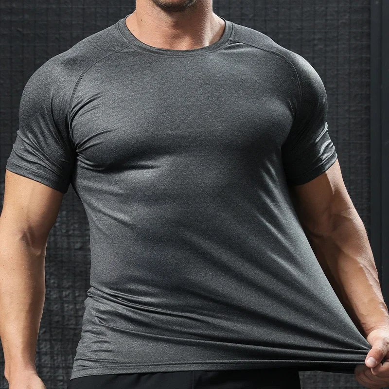 Men Bodybuilding Tights Gym Trainning Clothing High Quality Sports Compression T-shirt Outdoor Climbing Wicking Short Sleeve