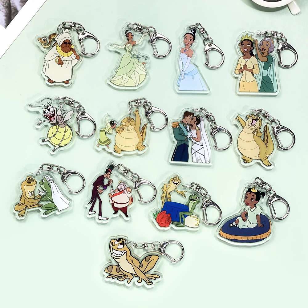 Llavero de acrílico de la princesa y el sapo de Disney, accesorios bonitos para llavero, decoración para mochila, 1/13 Uds.