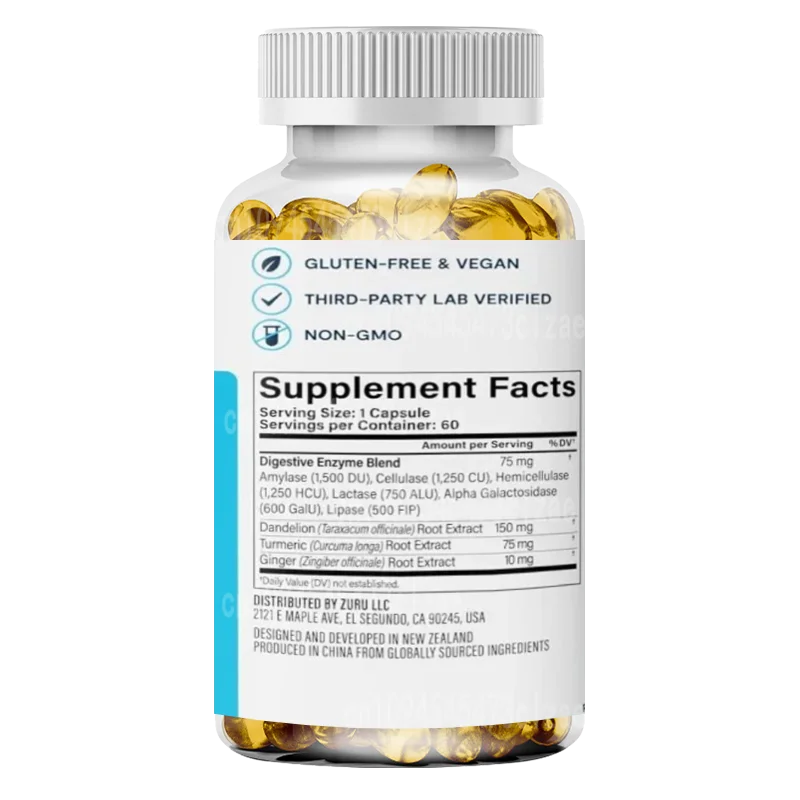 Supporting Digestive Health, Relieving Bloating, Digestive Enzymes, 60 Capsules
