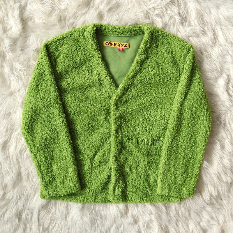 

CPFMXYZ Вязаный кардиган с v-образным вырезом, простой вышитый ex Long Sve, повседневный свободный крой, осенняя мода, молодежный слэ