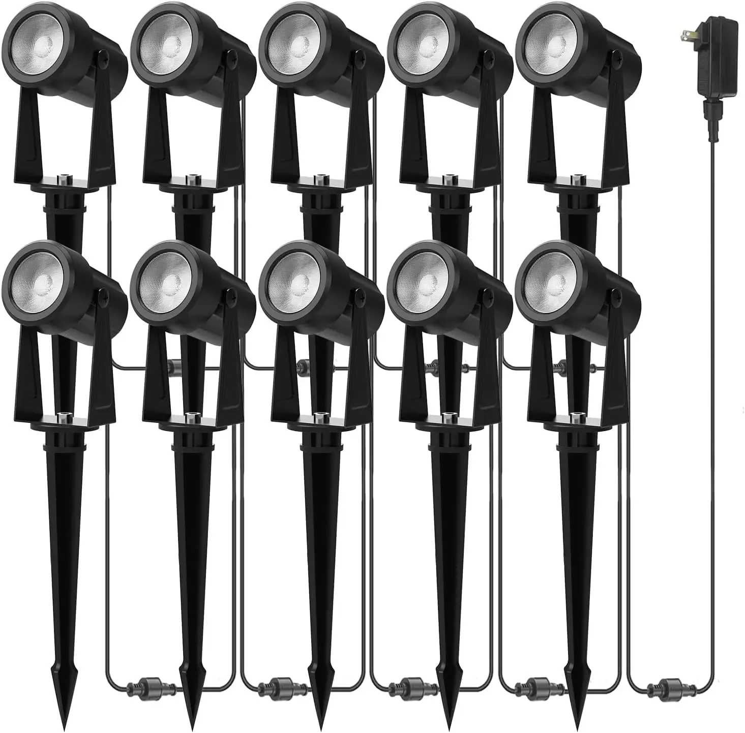 Outdoor Landscape Lighting, 4-10 Pack Low Voltage LED Spot Lights with Transformer, IP65 Waterproof, for Garden, Lawn, Plants