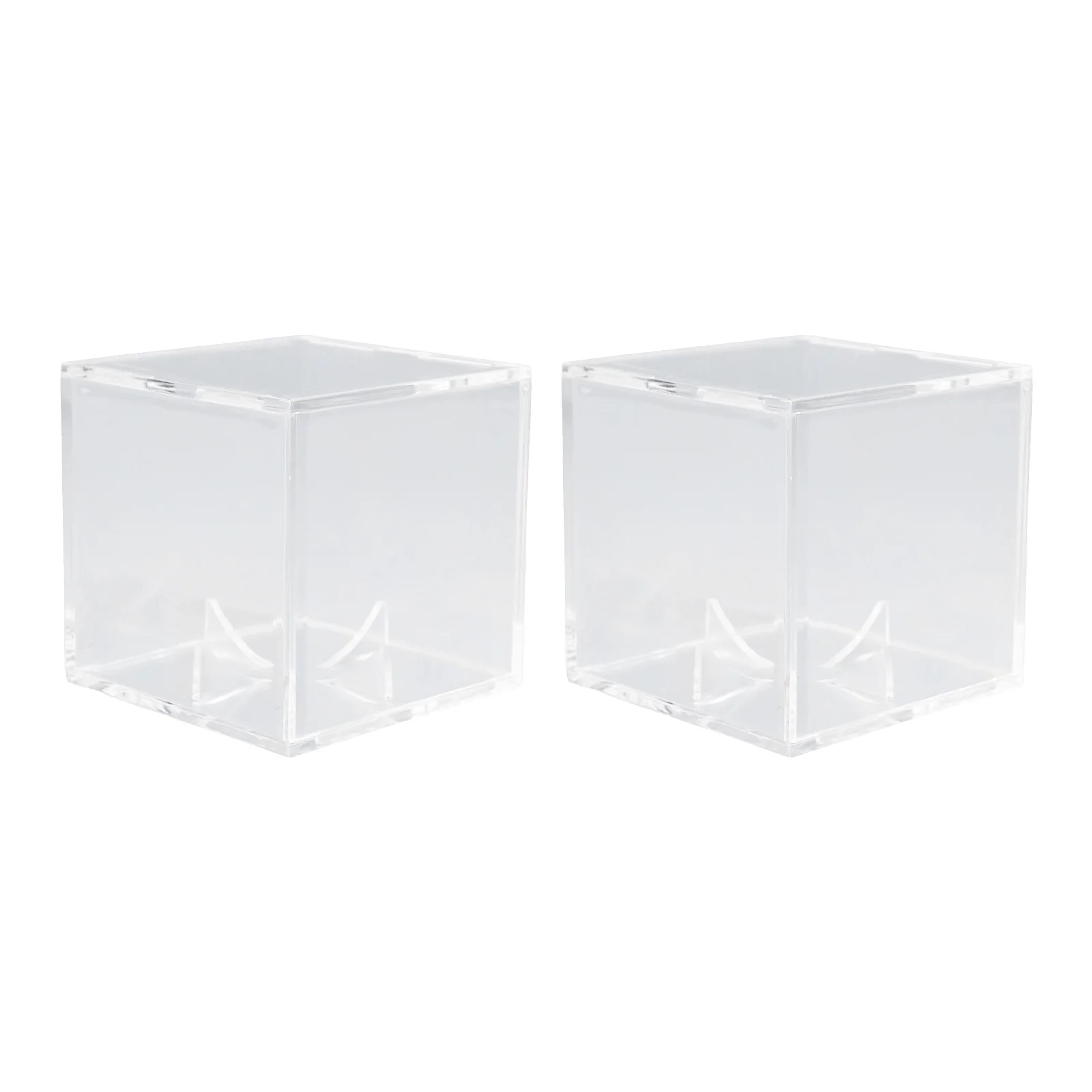 2pcs Clear Baseball Display Case Cube Box Baseball Holder Souvenir Storage Box Stable Four-Corner Support Baseball Display Case